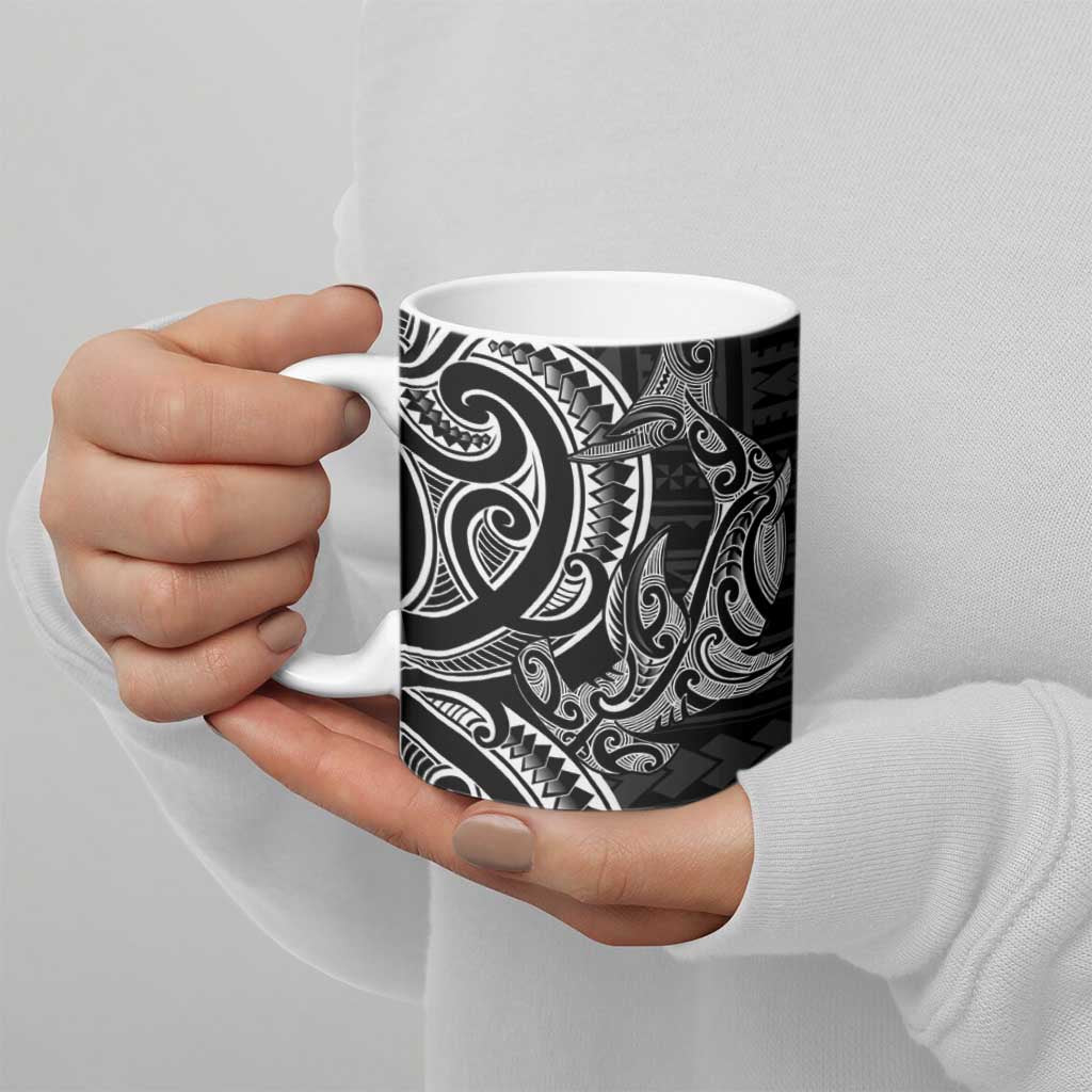 New Zealand Hammerhead Shark Ceramic Mug Maori Haehae Mangopare Black - Aussie Hoodie