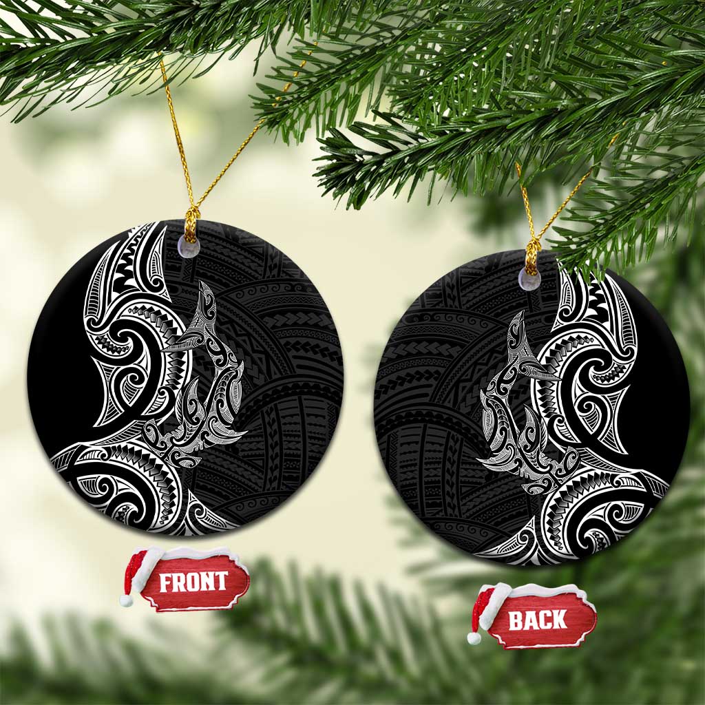 New Zealand Hammerhead Shark Ceramic Ornament Maori Haehae Mangopare Black - Aussie Hoodie