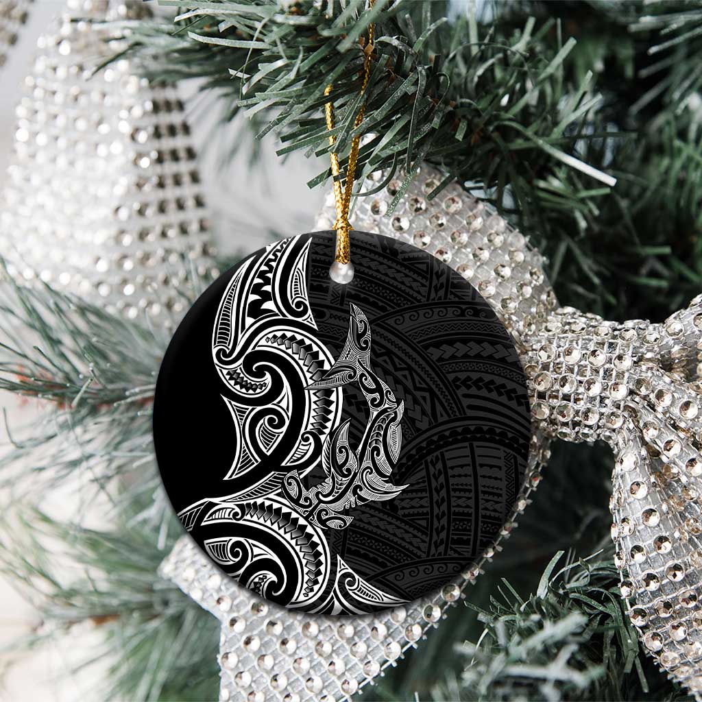 New Zealand Hammerhead Shark Ceramic Ornament Maori Haehae Mangopare Black - Aussie Hoodie