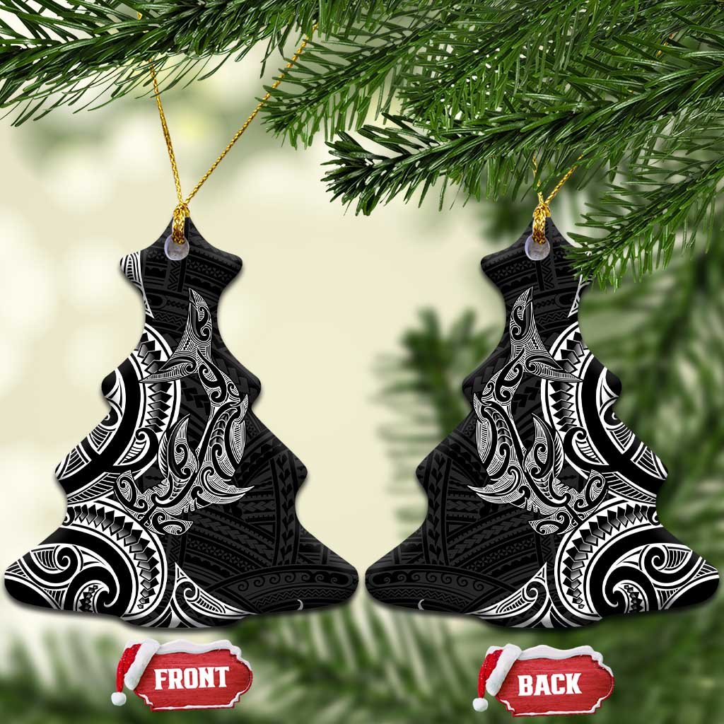 New Zealand Hammerhead Shark Ceramic Ornament Maori Haehae Mangopare Black - Aussie Hoodie