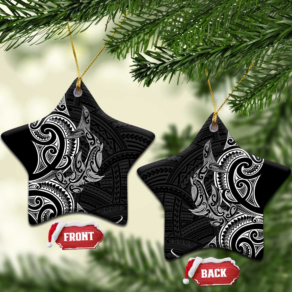 New Zealand Hammerhead Shark Ceramic Ornament Maori Haehae Mangopare Black - Aussie Hoodie