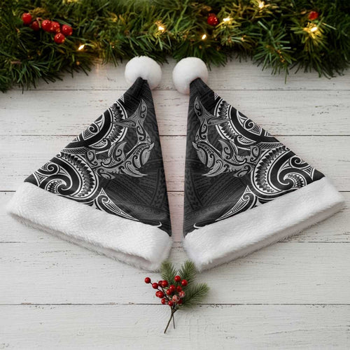 New Zealand Hammerhead Shark Christmas Santa Hat Maori Haehae Mangopare Black - Aussie Hoodie