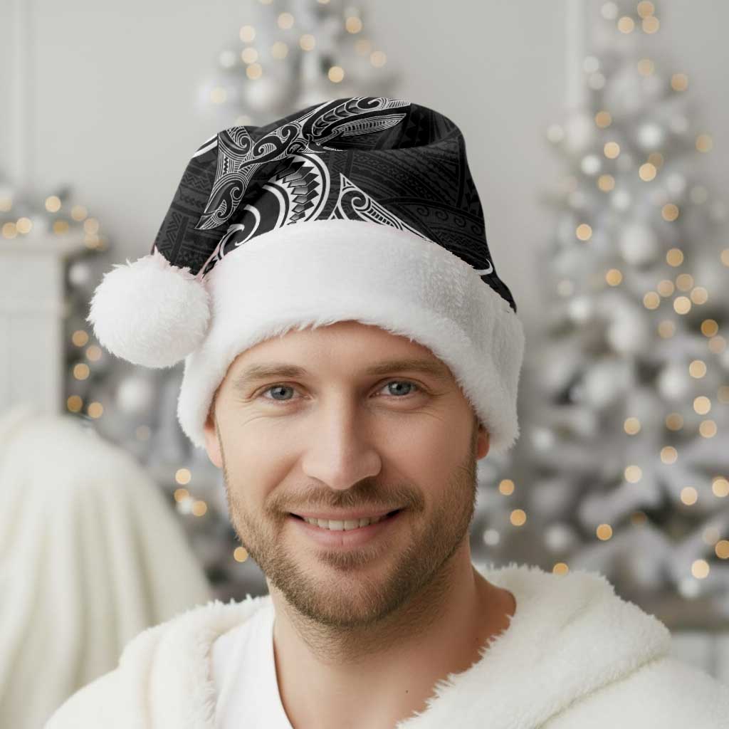 New Zealand Hammerhead Shark Christmas Santa Hat Maori Haehae Mangopare Black - Aussie Hoodie