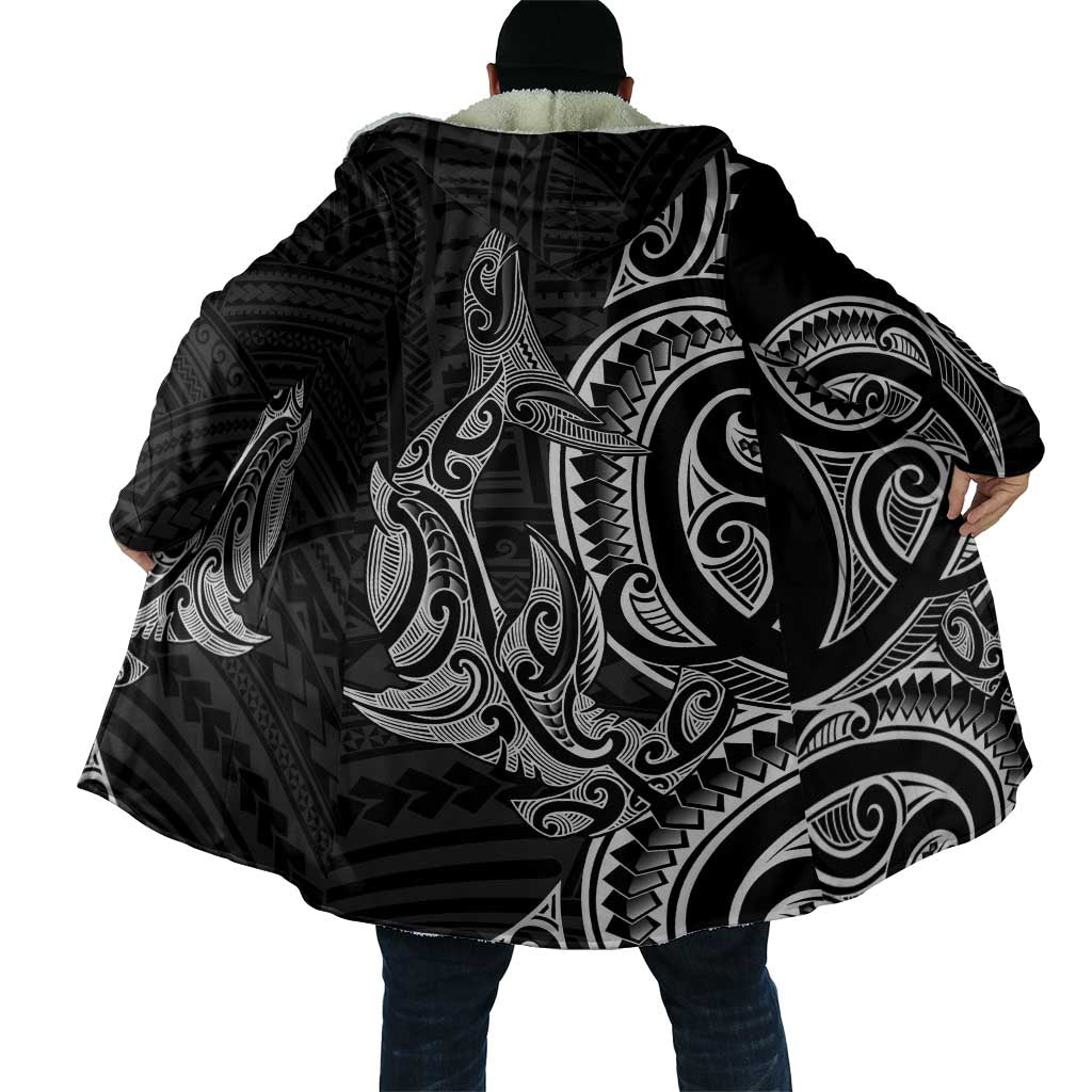 New Zealand Hammerhead Shark Cloak Maori Haehae Mangopare Black - Aussie Hoodie