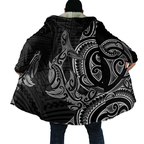 New Zealand Hammerhead Shark Cloak Maori Haehae Mangopare Black - Aussie Hoodie