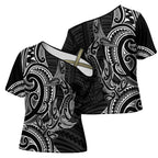 New Zealand Hammerhead Shark Cross Shoulder Shirt Maori Haehae Mangopare Black - Aussie Hoodie