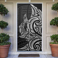 New Zealand Hammerhead Shark Door Cover Maori Haehae Mangopare Black - Aussie Hoodie