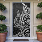 New Zealand Hammerhead Shark Door Cover Maori Haehae Mangopare Black - Aussie Hoodie