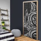 New Zealand Hammerhead Shark Door Cover Maori Haehae Mangopare Black - Aussie Hoodie