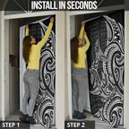 New Zealand Hammerhead Shark Door Cover Maori Haehae Mangopare Black - Aussie Hoodie