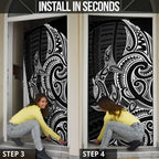New Zealand Hammerhead Shark Door Cover Maori Haehae Mangopare Black - Aussie Hoodie