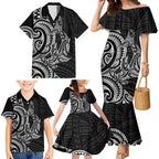 New Zealand Hammerhead Shark Family Matching Mermaid Dress and Hawaiian Shirt Maori Haehae Mangopare Black - Aussie Hoodie