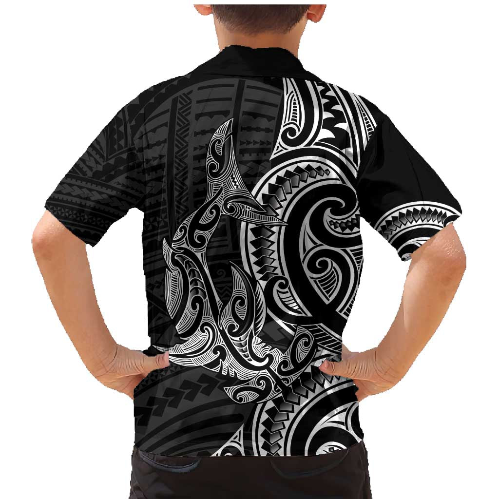 New Zealand Hammerhead Shark Family Matching Mermaid Dress and Hawaiian Shirt Maori Haehae Mangopare Black - Aussie Hoodie