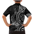 New Zealand Hammerhead Shark Family Matching Mermaid Dress and Hawaiian Shirt Maori Haehae Mangopare Black - Aussie Hoodie