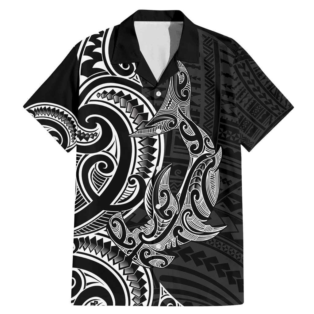 New Zealand Hammerhead Shark Family Matching Mermaid Dress and Hawaiian Shirt Maori Haehae Mangopare Black - Aussie Hoodie