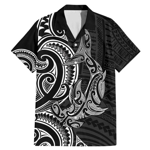 New Zealand Hammerhead Shark Family Matching Mermaid Dress and Hawaiian Shirt Maori Haehae Mangopare Black - Aussie Hoodie