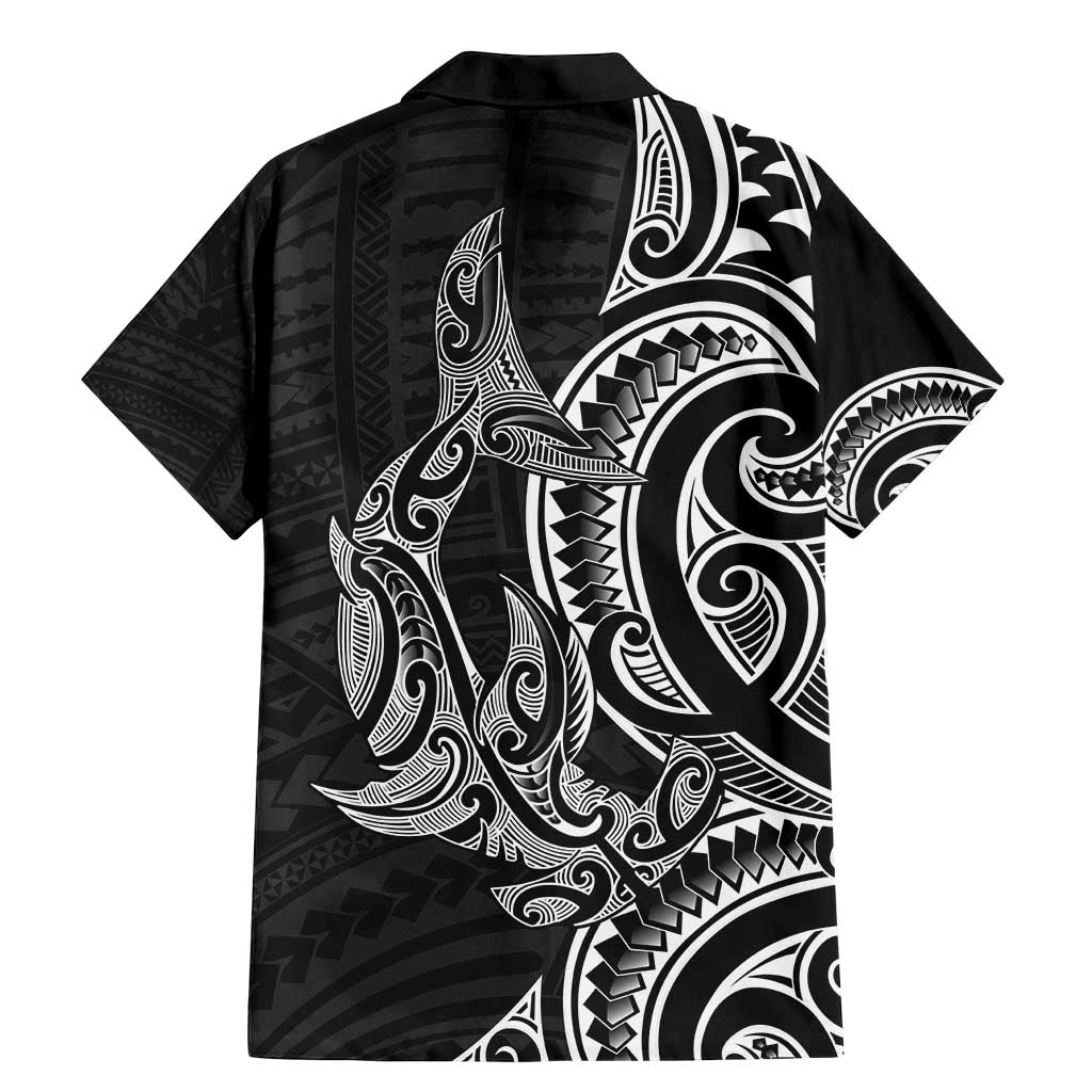 New Zealand Hammerhead Shark Family Matching Mermaid Dress and Hawaiian Shirt Maori Haehae Mangopare Black - Aussie Hoodie