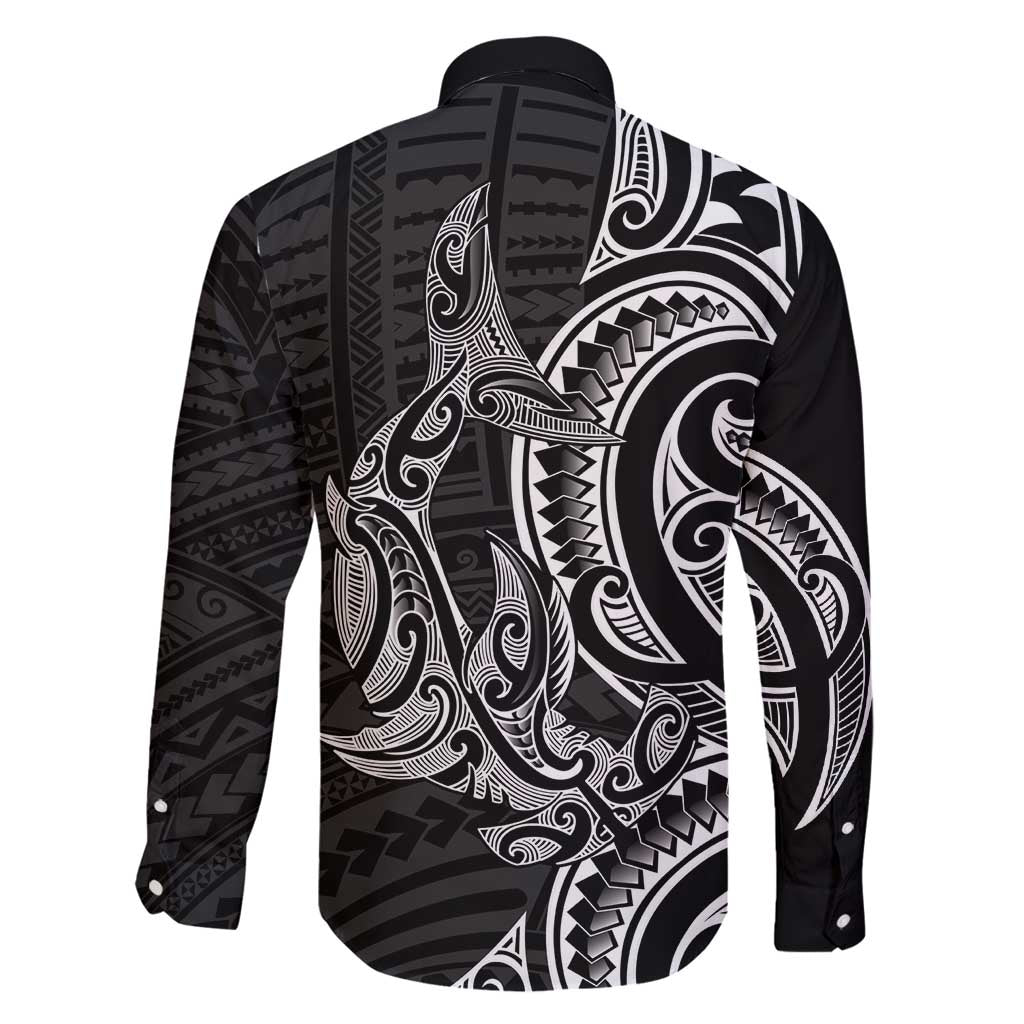 New Zealand Hammerhead Shark Family Matching Mermaid Dress and Hawaiian Shirt Maori Haehae Mangopare Black - Aussie Hoodie