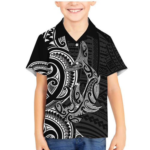 New Zealand Hammerhead Shark Family Matching Mermaid Dress and Hawaiian Shirt Maori Haehae Mangopare Black - Aussie Hoodie
