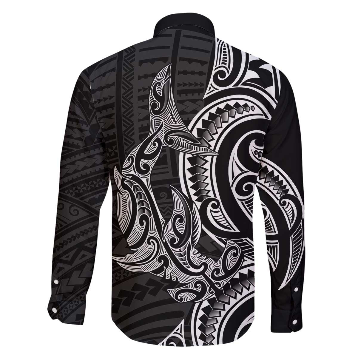 New Zealand Hammerhead Shark Family Matching Off The Shoulder Long Sleeve Dress and Hawaiian Shirt Maori Haehae Mangopare Black - Aussie Hoodie
