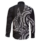 New Zealand Hammerhead Shark Family Matching Off Shoulder Maxi Dress and Hawaiian Shirt Maori Haehae Mangopare Black - Aussie Hoodie