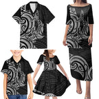 New Zealand Hammerhead Shark Family Matching Puletasi and Hawaiian Shirt Maori Haehae Mangopare Black - Aussie Hoodie