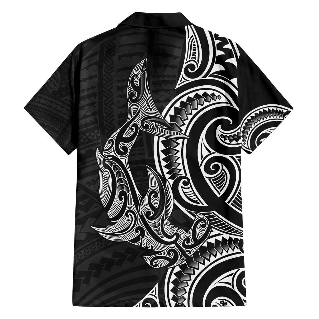 New Zealand Hammerhead Shark Family Matching Summer Maxi Dress and Hawaiian Shirt Maori Haehae Mangopare Black - Aussie Hoodie