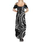 New Zealand Hammerhead Shark Family Matching Summer Maxi Dress and Hawaiian Shirt Maori Haehae Mangopare Black - Aussie Hoodie