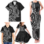 New Zealand Hammerhead Shark Family Matching Tank Maxi Dress and Hawaiian Shirt Maori Haehae Mangopare Black - Aussie Hoodie