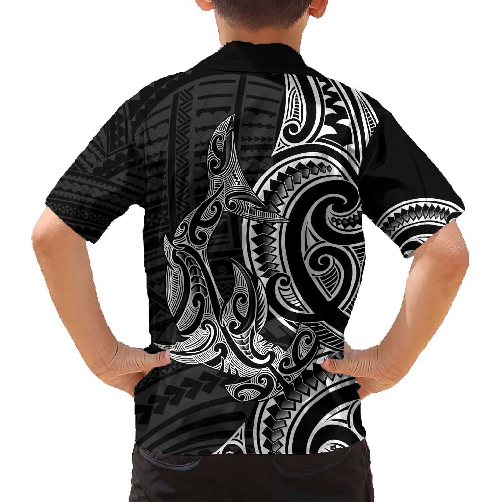 New Zealand Hammerhead Shark Family Matching Tank Maxi Dress and Hawaiian Shirt Maori Haehae Mangopare Black - Aussie Hoodie