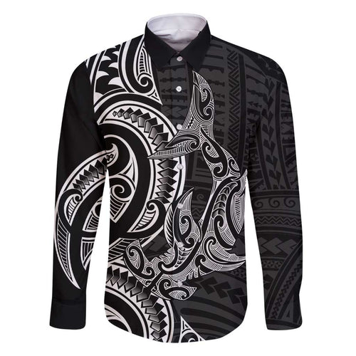 New Zealand Hammerhead Shark Family Matching Tank Maxi Dress and Hawaiian Shirt Maori Haehae Mangopare Black - Aussie Hoodie