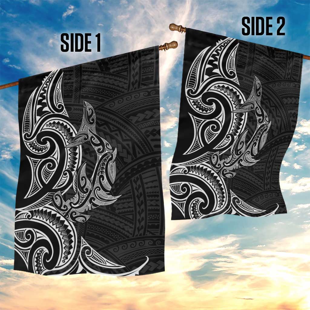 New Zealand Hammerhead Shark Garden Flag Maori Haehae Mangopare Black - Aussie Hoodie