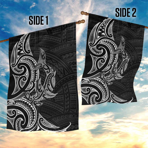 New Zealand Hammerhead Shark Garden Flag Maori Haehae Mangopare Black - Aussie Hoodie