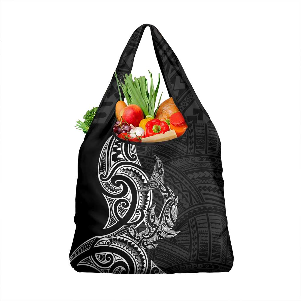 New Zealand Hammerhead Shark Grocery Bag Maori Haehae Mangopare Black - Aussie Hoodie