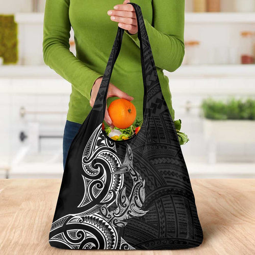 New Zealand Hammerhead Shark Grocery Bag Maori Haehae Mangopare Black - Aussie Hoodie