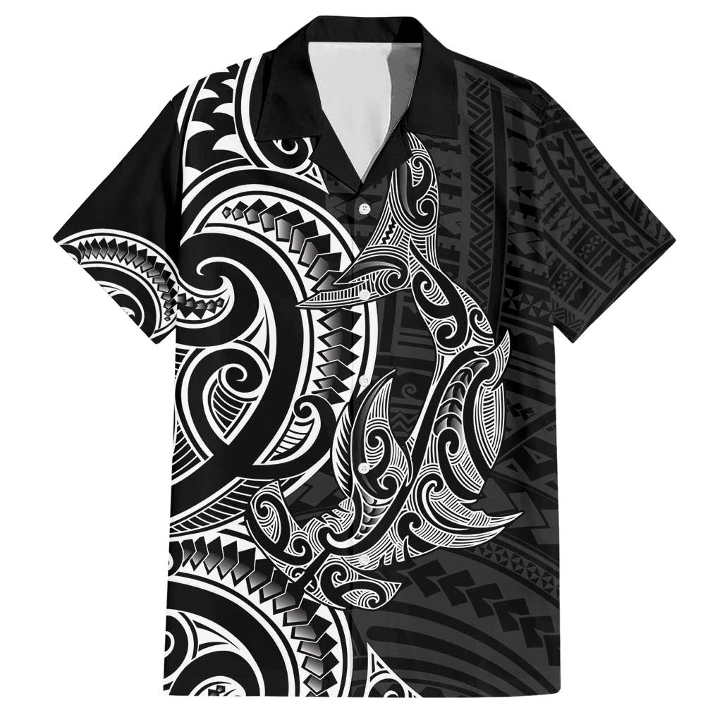 New Zealand Hammerhead Shark Hawaiian Shirt Maori Haehae Mangopare Black - Aussie Hoodie