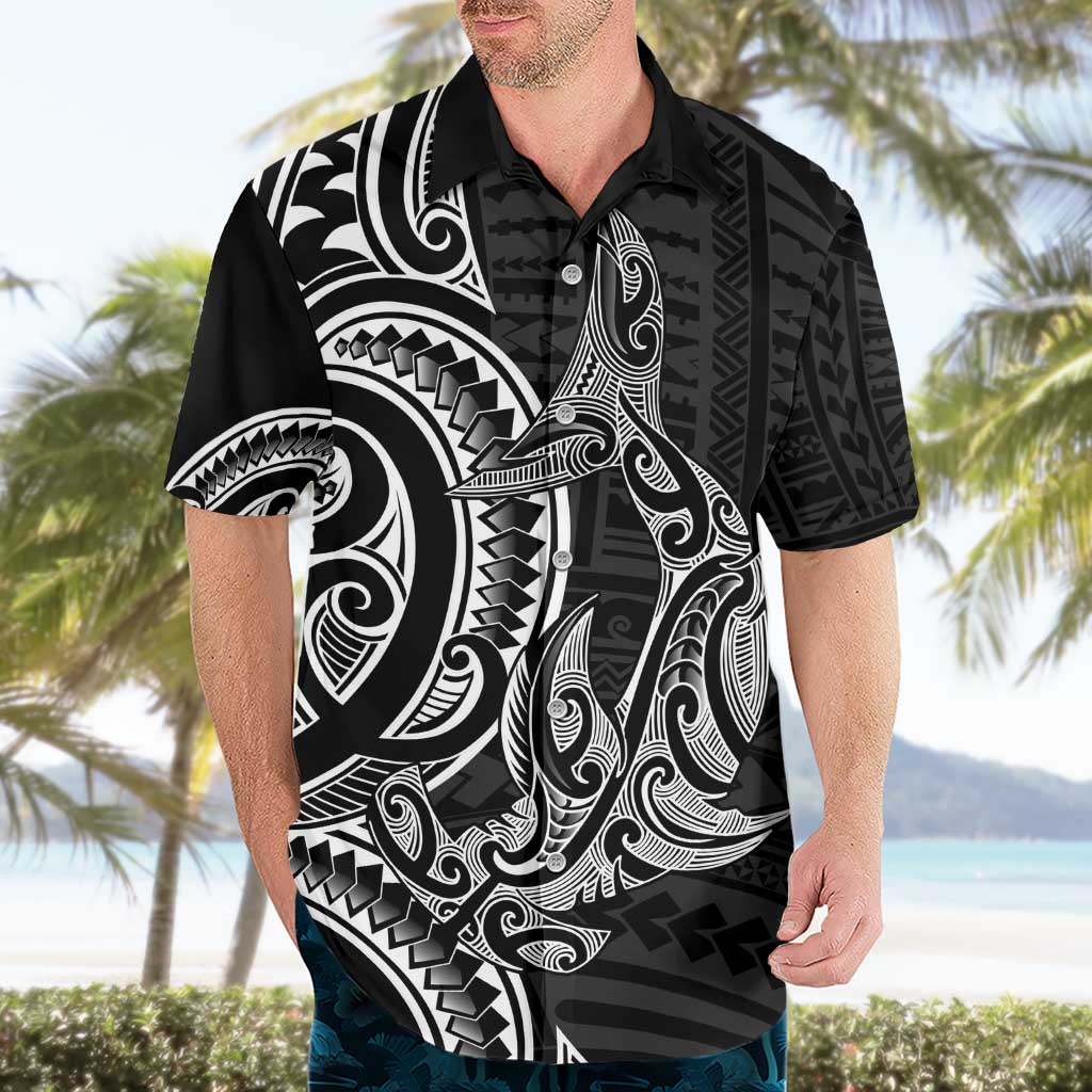 New Zealand Hammerhead Shark Hawaiian Shirt Maori Haehae Mangopare Black - Aussie Hoodie
