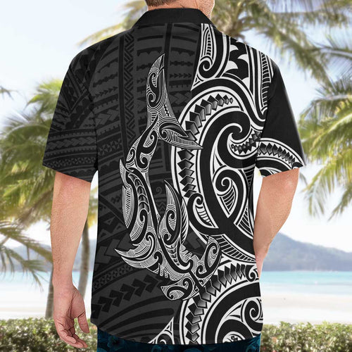 New Zealand Hammerhead Shark Hawaiian Shirt Maori Haehae Mangopare Black - Aussie Hoodie