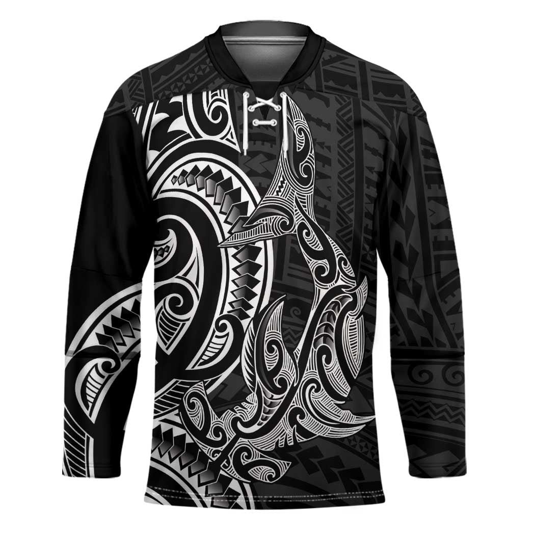 New Zealand Hammerhead Shark Hockey Jersey Maori Haehae Mangopare Black - Aussie Hoodie