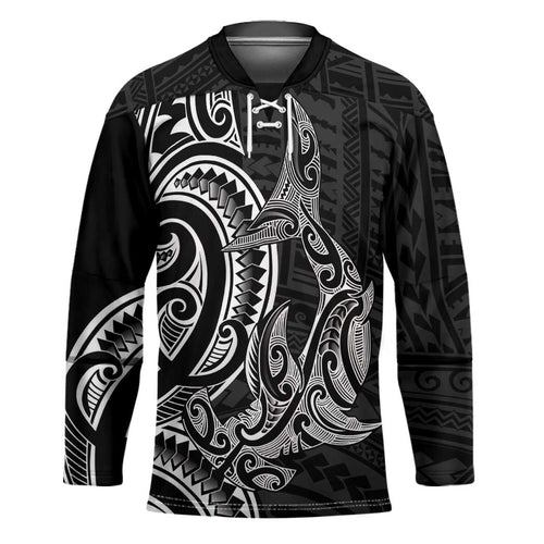 New Zealand Hammerhead Shark Hockey Jersey Maori Haehae Mangopare Black - Aussie Hoodie