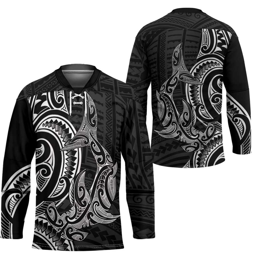 New Zealand Hammerhead Shark Hockey Jersey Maori Haehae Mangopare Black - Aussie Hoodie