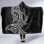New Zealand Hammerhead Shark Hooded Blanket Maori Haehae Mangopare Black - Aussie Hoodie