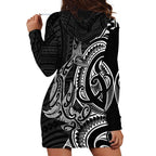 New Zealand Hammerhead Shark Hoodie Dress Maori Haehae Mangopare Black - Aussie Hoodie