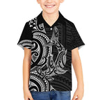 New Zealand Hammerhead Shark Kid Hawaiian Shirt Maori Haehae Mangopare Black - Aussie Hoodie