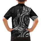 New Zealand Hammerhead Shark Kid Hawaiian Shirt Maori Haehae Mangopare Black - Aussie Hoodie