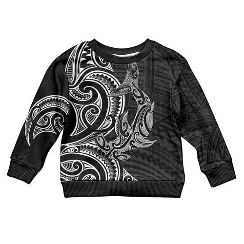 New Zealand Hammerhead Shark Kid Ugly Christmas Sweater Maori Haehae Mangopare Black - Aussie Hoodie