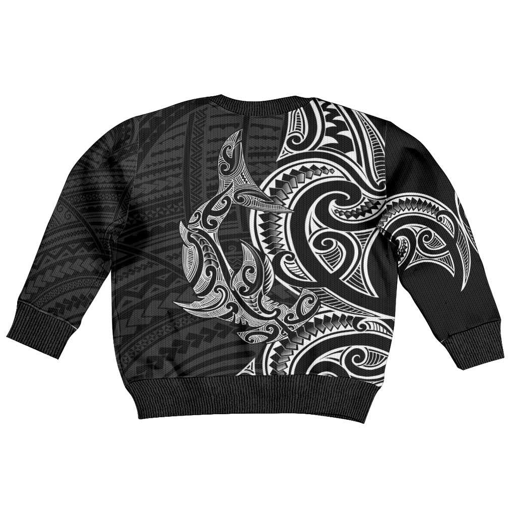 New Zealand Hammerhead Shark Kid Ugly Christmas Sweater Maori Haehae Mangopare Black - Aussie Hoodie