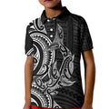 New Zealand Hammerhead Shark Kid Polo Shirt Maori Haehae Mangopare Black - Aussie Hoodie