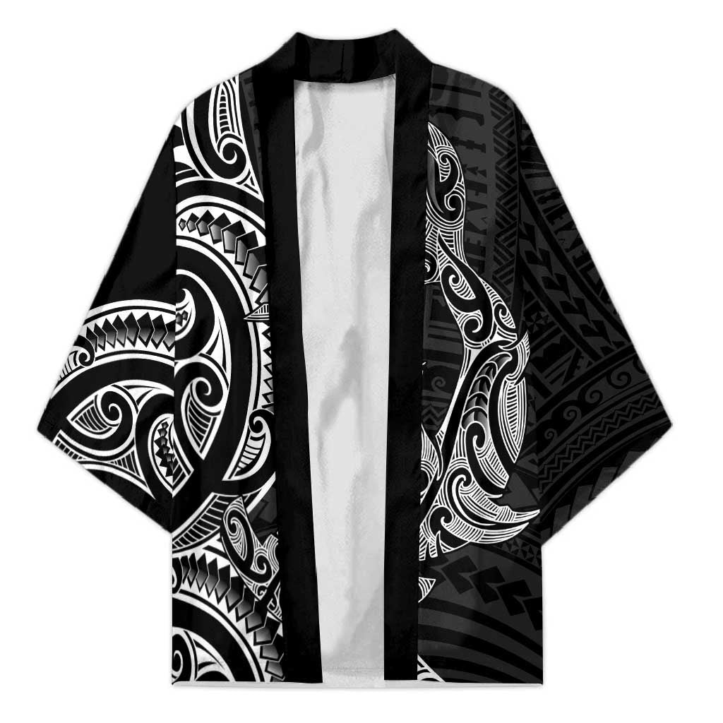 New Zealand Hammerhead Shark Kimono Maori Haehae Mangopare Black - Aussie Hoodie