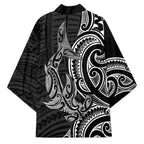 New Zealand Hammerhead Shark Kimono Maori Haehae Mangopare Black - Aussie Hoodie